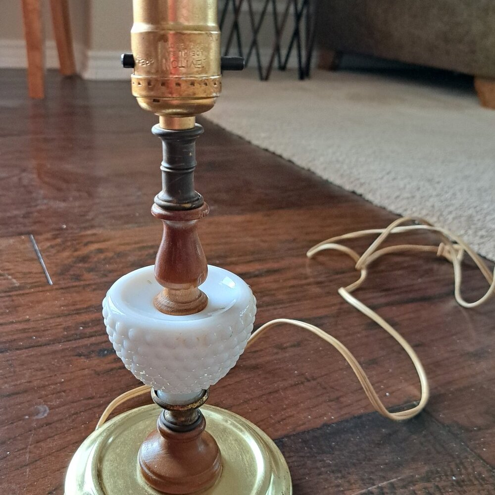 Hobnail milk glass lamps
